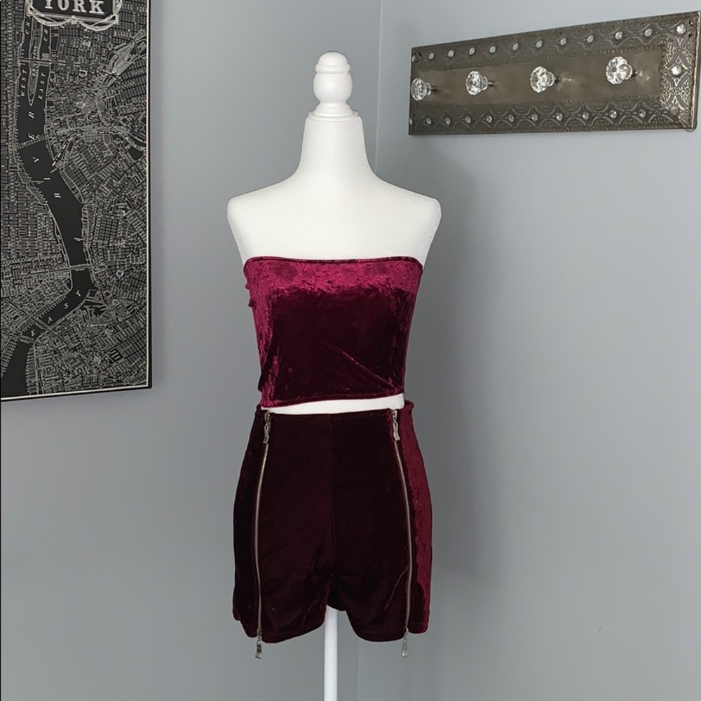 Forever 21 Tube Top & Zipper Shorts Set - Picture 1 of 4
